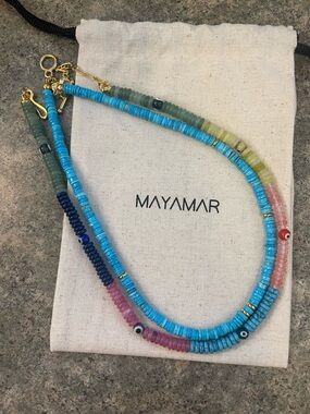 Curated Set of 2 Beaded Necklaces made from  quartz and turquoise - 24k gold